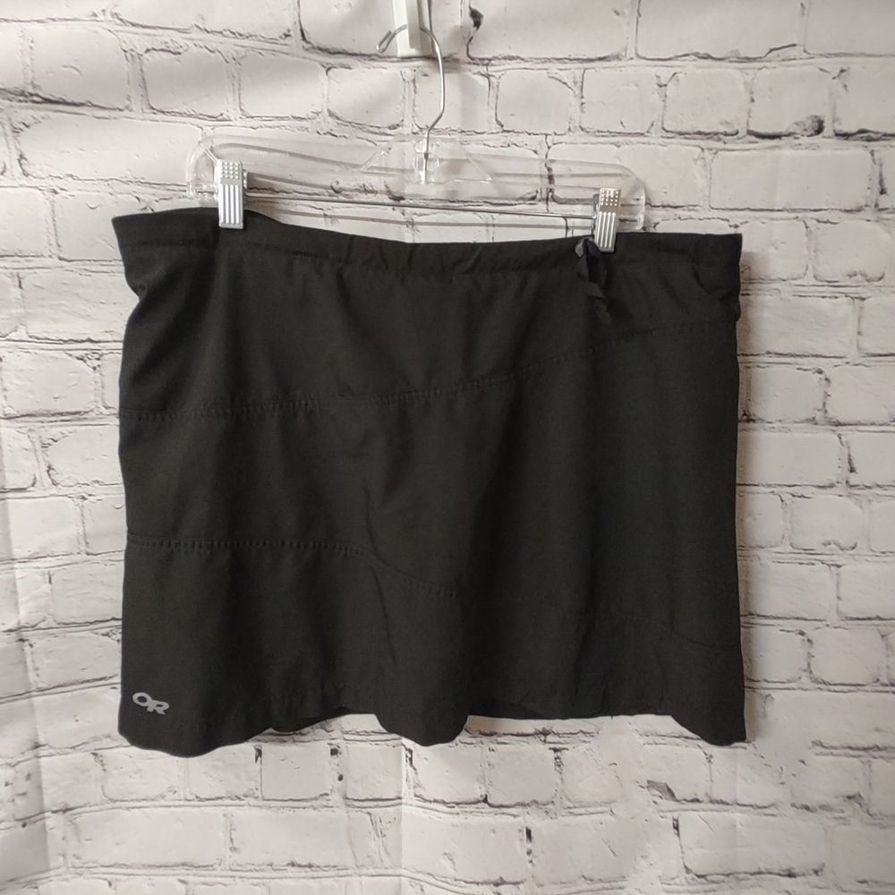 Outdoor Research Womens Drawstring Black A Line Skort Size 14 Zip Pocket Liner